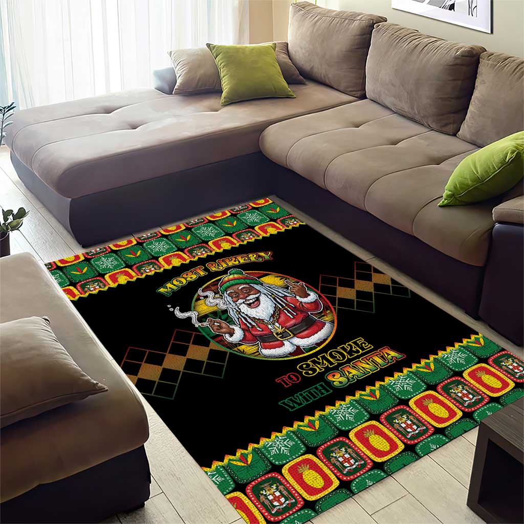 Afro-Jamaicans Christmas Area Rug Most Likely To Smoke With Santa - African Pride