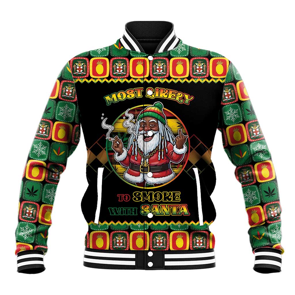Afro-Jamaicans Christmas Baseball Jacket Most Likely To Smoke With Santa - African Pride