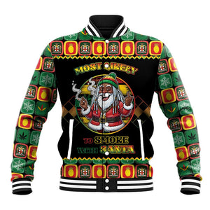 Afro-Jamaicans Christmas Baseball Jacket Most Likely To Smoke With Santa - African Pride