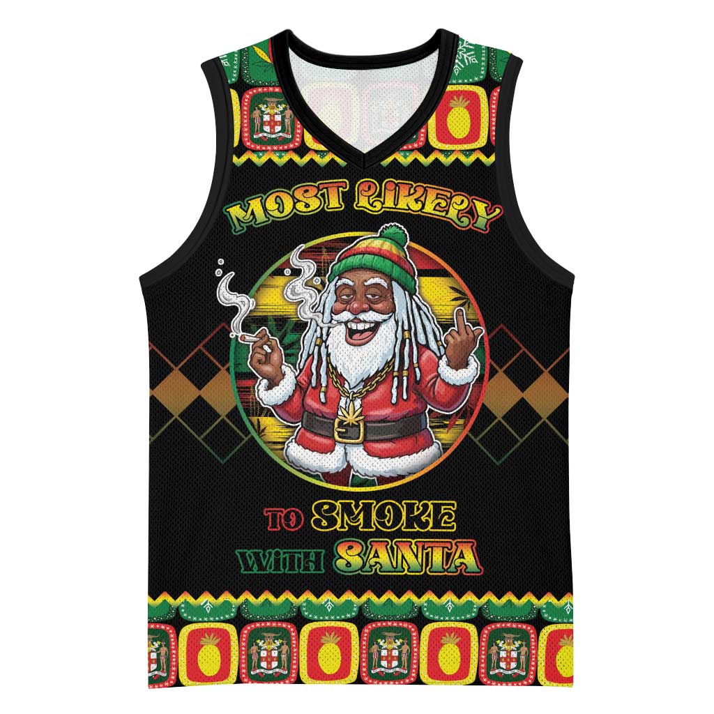 Afro-Jamaicans Christmas Basketball Jersey Most Likely To Smoke With Santa - African Pride