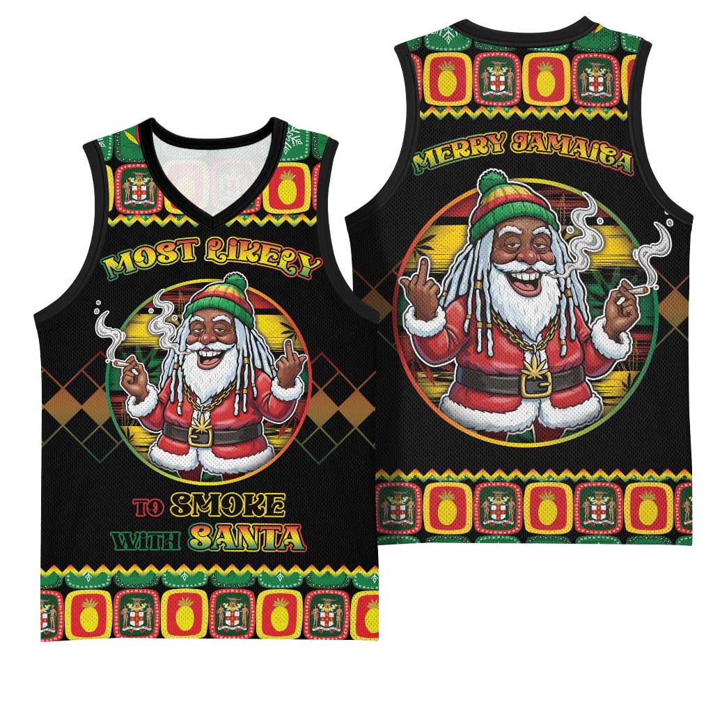 Afro-Jamaicans Christmas Basketball Jersey Most Likely To Smoke With Santa - African Pride