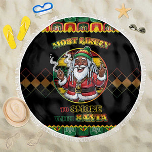 Afro-Jamaicans Christmas Beach Blanket Most Likely To Smoke With Santa - African Pride
