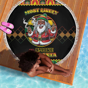 Afro-Jamaicans Christmas Beach Blanket Most Likely To Smoke With Santa - African Pride