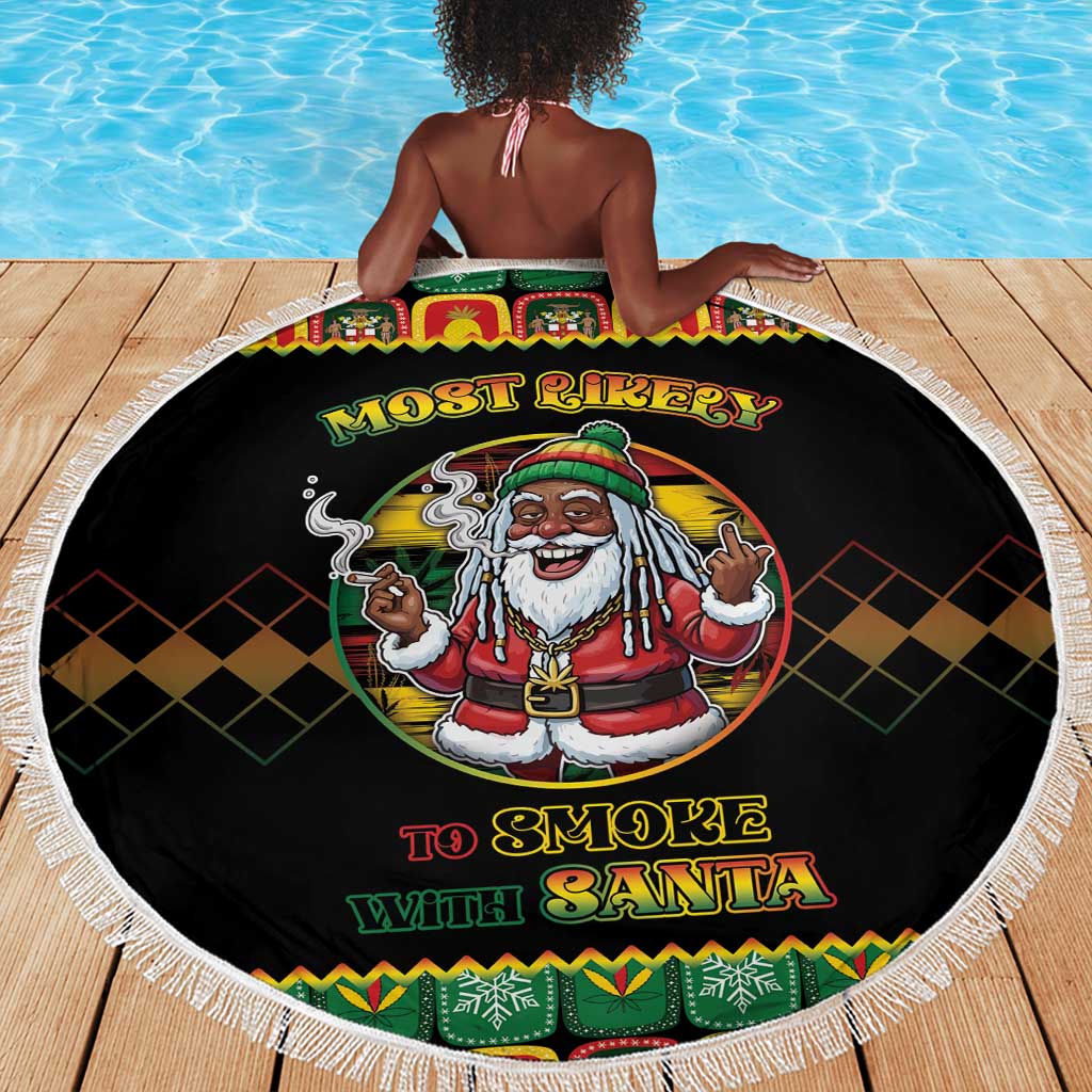 Afro-Jamaicans Christmas Beach Blanket Most Likely To Smoke With Santa - African Pride
