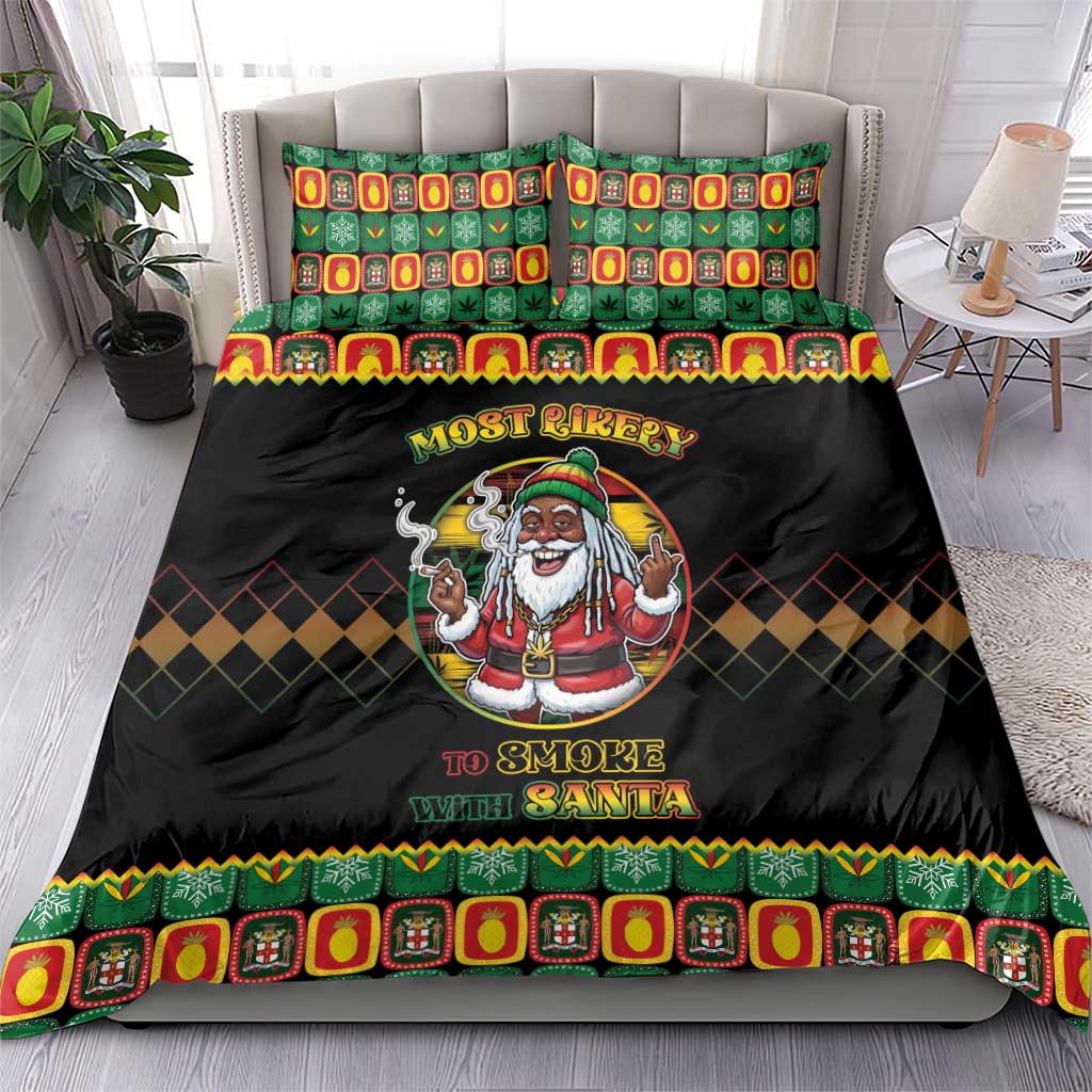 Afro-Jamaicans Christmas Bedding Set Most Likely To Smoke With Santa - African Pride