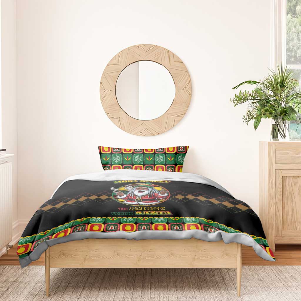 Afro-Jamaicans Christmas Bedding Set Most Likely To Smoke With Santa - African Pride