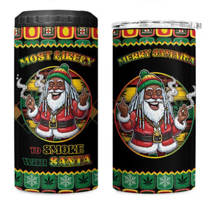 Afro-Jamaicans Christmas 4 in 1 Can Cooler Tumbler Most Likely To Smoke With Santa - African Pride