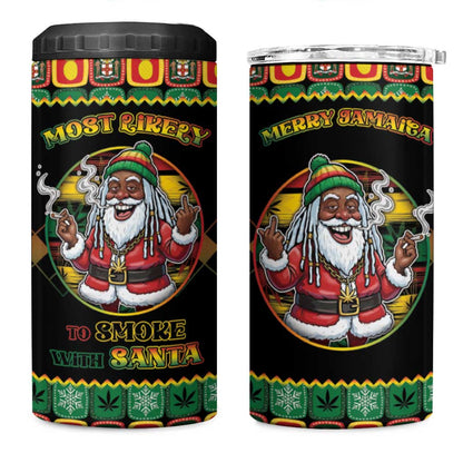 Afro-Jamaicans Christmas 4 in 1 Can Cooler Tumbler Most Likely To Smoke With Santa - African Pride