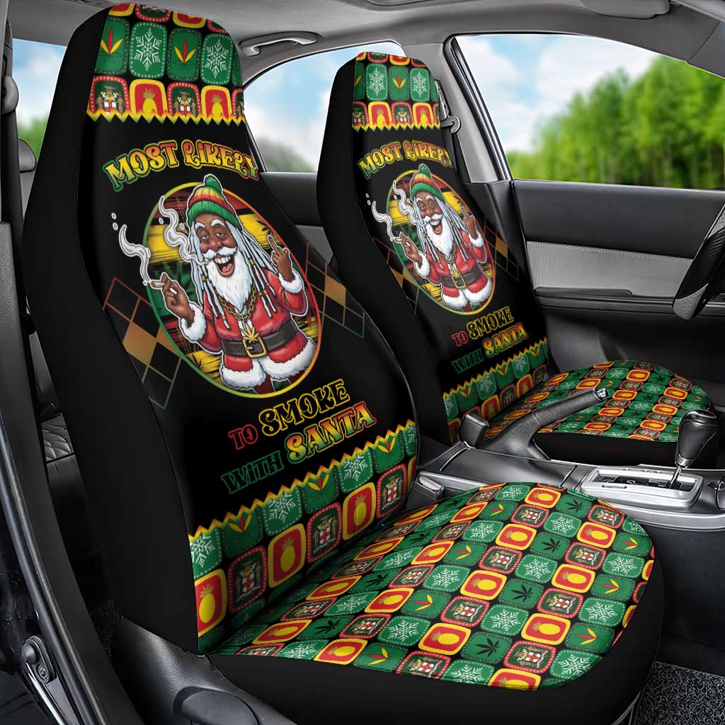 Afro-Jamaicans Christmas Car Seat Cover Most Likely To Smoke With Santa - African Pride