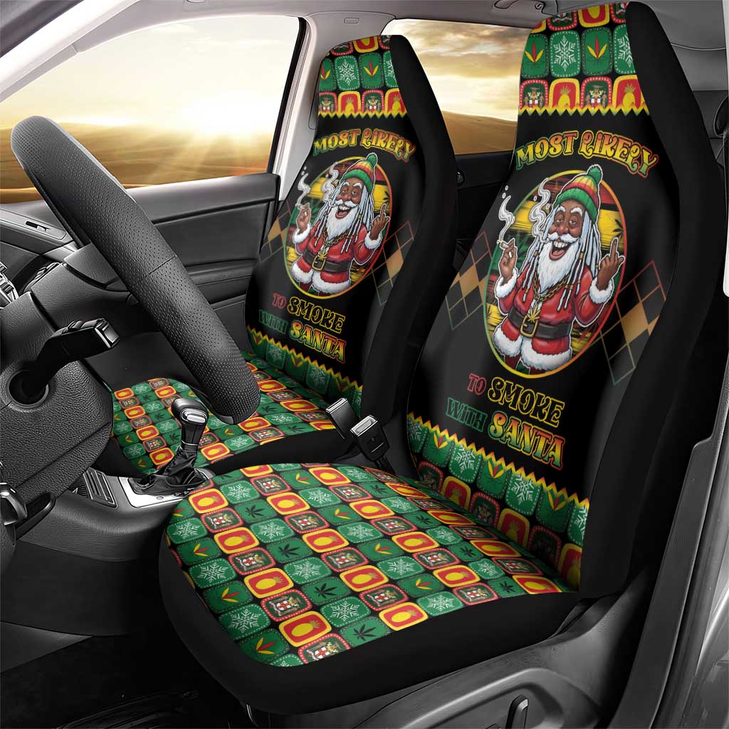 Afro-Jamaicans Christmas Car Seat Cover Most Likely To Smoke With Santa - African Pride