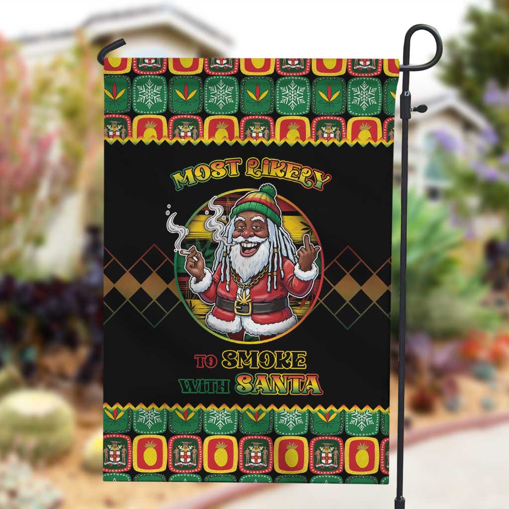 Afro-Jamaicans Christmas Garden Flag Most Likely To Smoke With Santa - African Pride