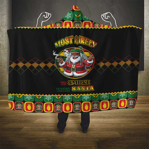 Afro-Jamaicans Christmas Hooded Blanket Most Likely To Smoke With Santa - African Pride