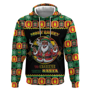 Afro-Jamaicans Christmas Hoodie Most Likely To Smoke With Santa - African Pride