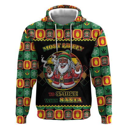 Afro-Jamaicans Christmas Hoodie Most Likely To Smoke With Santa - African Pride