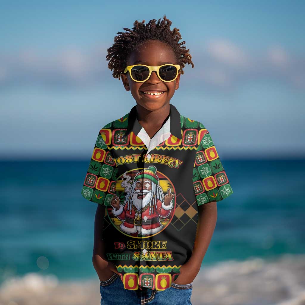 Afro-Jamaicans Christmas Kid Hawaiian Shirt Most Likely To Smoke With Santa - African Pride