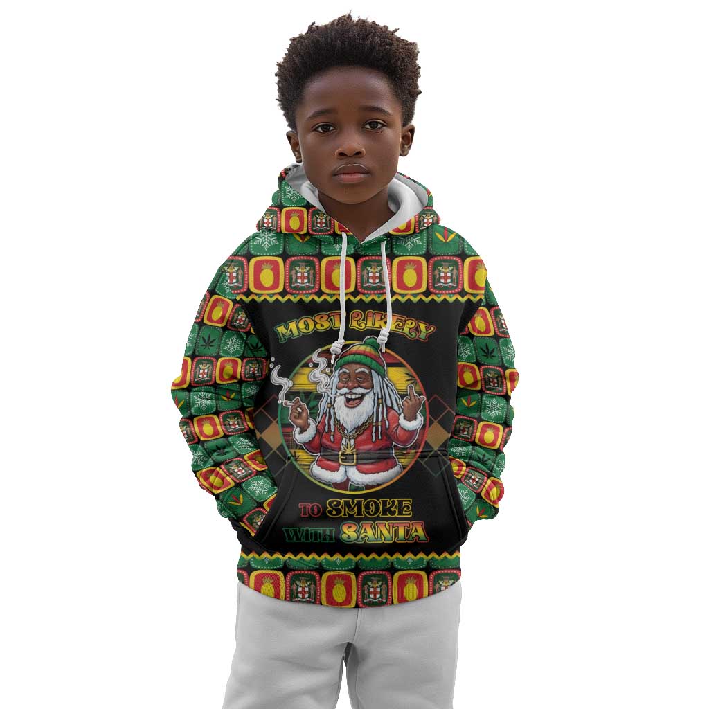 Afro-Jamaicans Christmas Kid Hoodie Most Likely To Smoke With Santa - African Pride