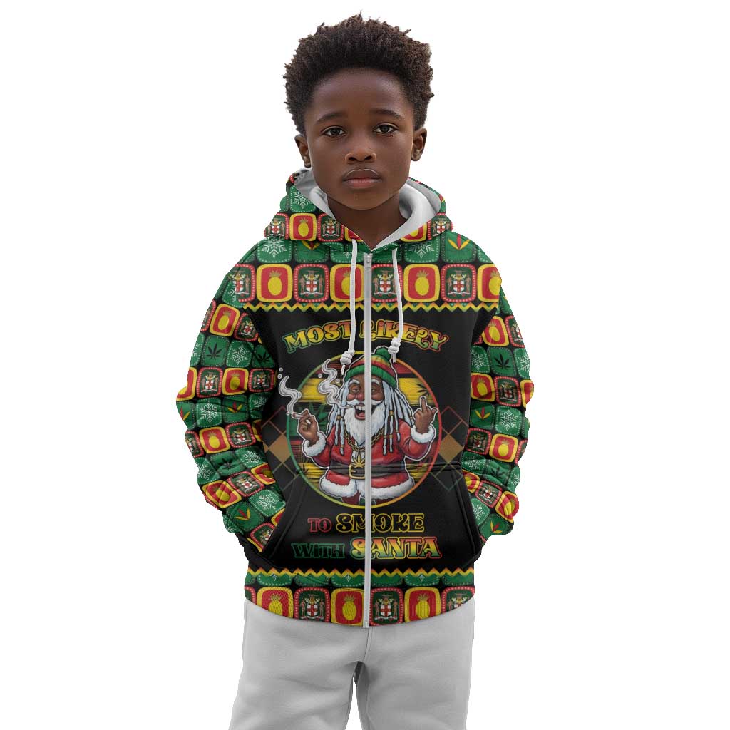 Afro-Jamaicans Christmas Kid Hoodie Most Likely To Smoke With Santa - African Pride