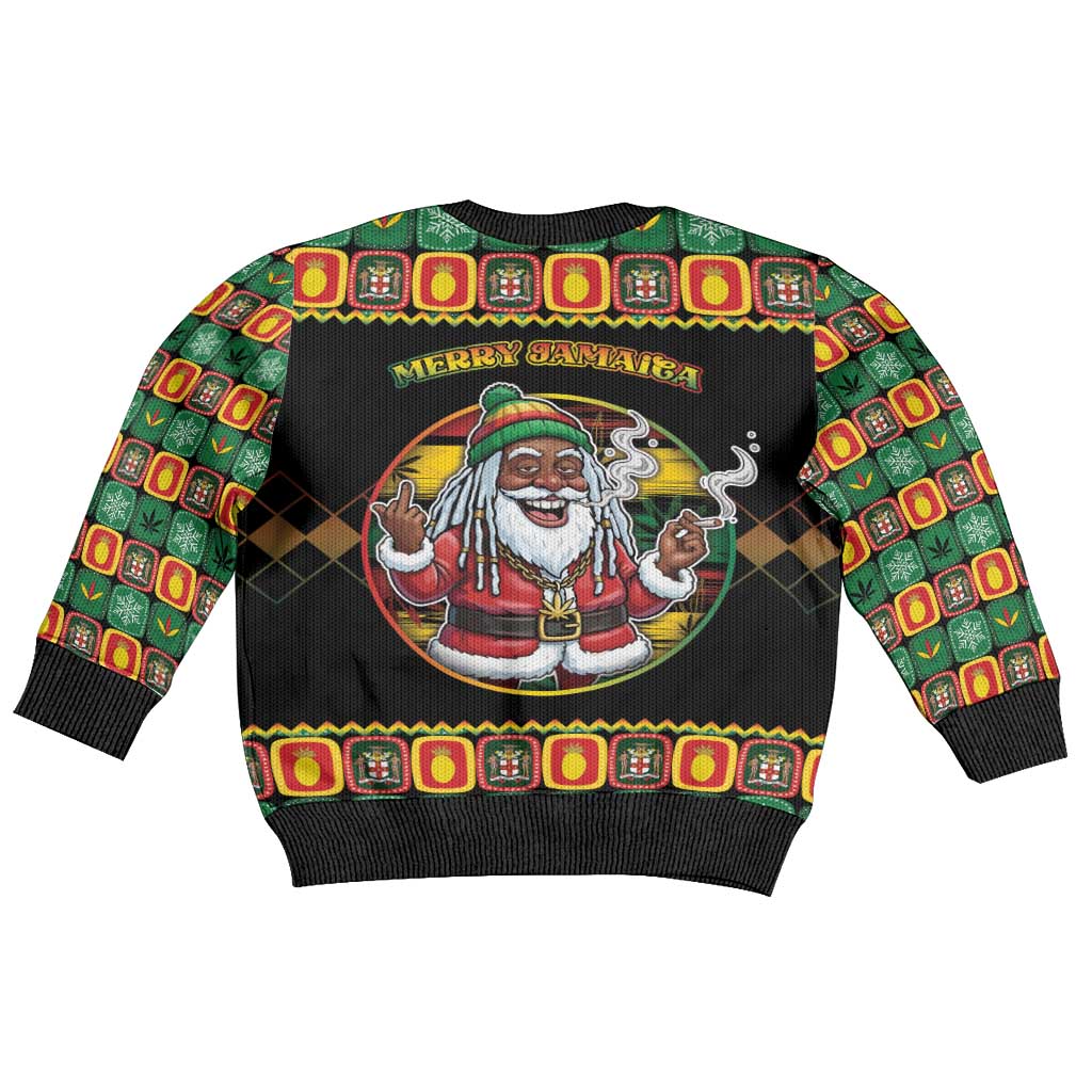 Afro-Jamaicans Christmas Kid Ugly Christmas Sweater Most Likely To Smoke With Santa - African Pride