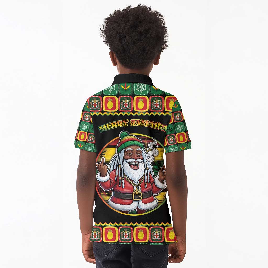 Afro-Jamaicans Christmas Kid Polo Shirt Most Likely To Smoke With Santa - African Pride