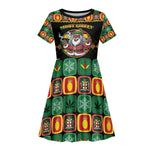 Afro-Jamaicans Christmas Kid Short Sleeve Dress Most Likely To Smoke With Santa - African Pride