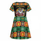 Afro-Jamaicans Christmas Kid Short Sleeve Dress Most Likely To Smoke With Santa - African Pride