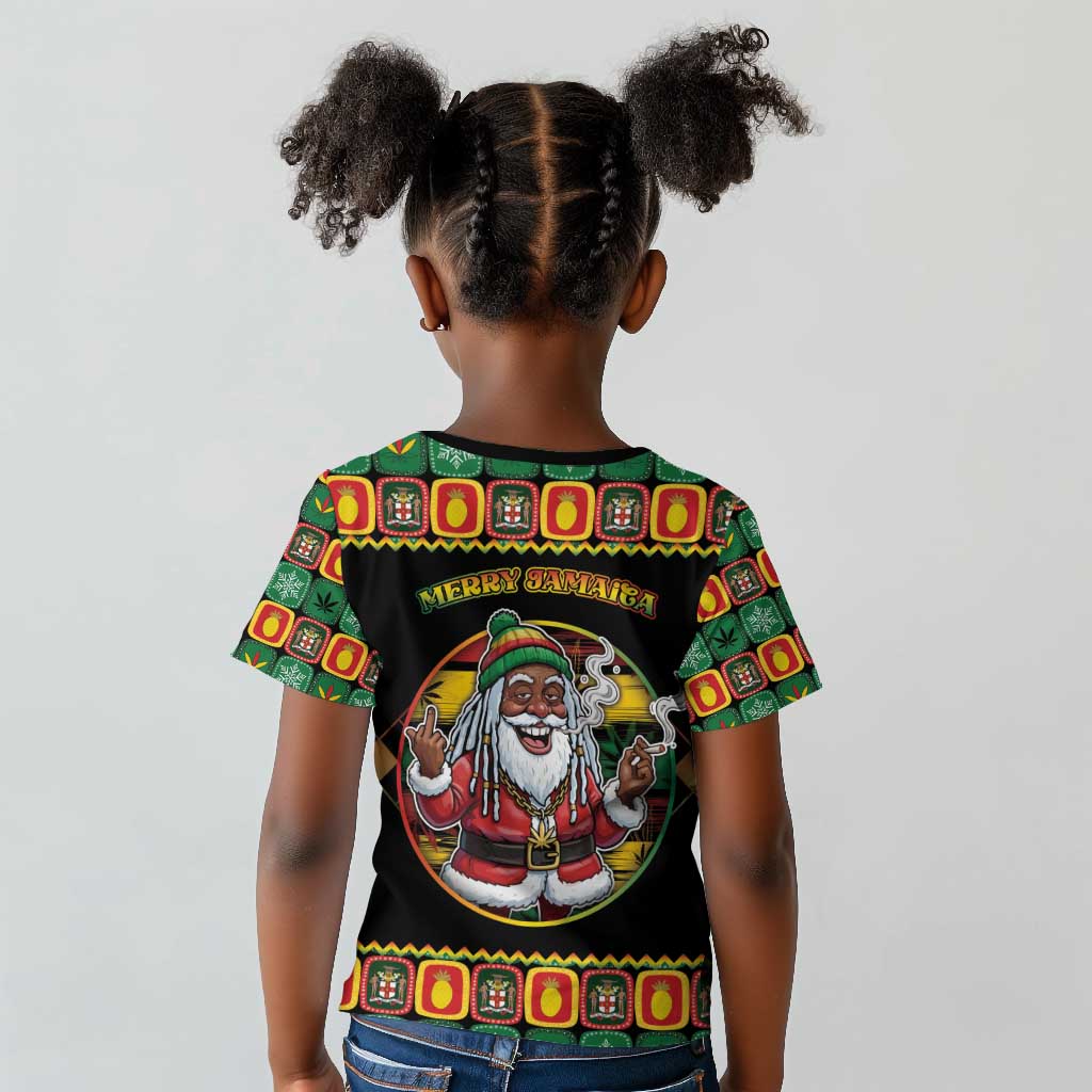 Afro-Jamaicans Christmas Kid T shirt Most Likely To Smoke With Santa - African Pride
