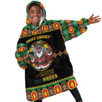 Afro-Jamaicans Christmas Kid Wearable Blanket Hoodie Most Likely To Smoke With Santa - African Pride