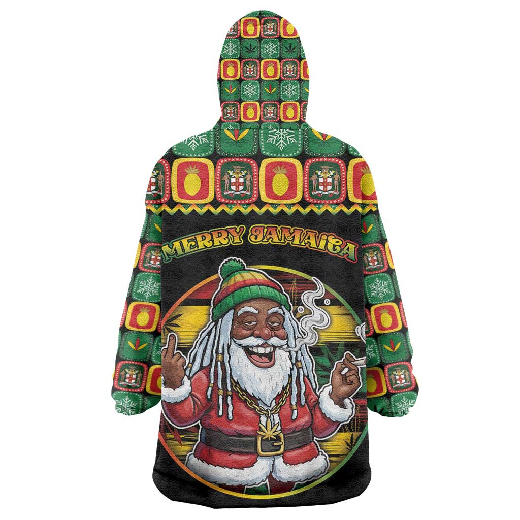 Afro-Jamaicans Christmas Kid Wearable Blanket Hoodie Most Likely To Smoke With Santa - African Pride