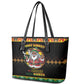 Afro-Jamaicans Christmas Leather Tote Bag Most Likely To Smoke With Santa - African Pride
