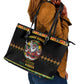 Afro-Jamaicans Christmas Leather Tote Bag Most Likely To Smoke With Santa - African Pride
