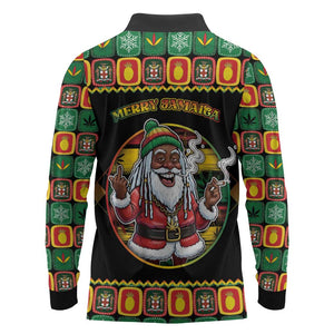 Afro-Jamaicans Christmas Long Sleeve Polo Shirt Most Likely To Smoke With Santa - African Pride
