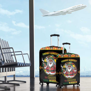 Afro-Jamaicans Christmas Luggage Cover Most Likely To Smoke With Santa - African Pride