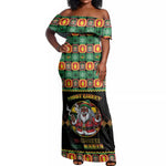 Afro-Jamaicans Christmas Off Shoulder Maxi Dress Most Likely To Smoke With Santa - African Pride