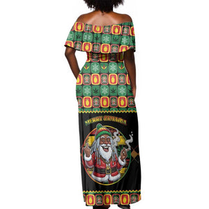 Afro-Jamaicans Christmas Off Shoulder Maxi Dress Most Likely To Smoke With Santa - African Pride