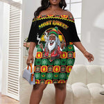 Afro-Jamaicans Christmas Off Shoulder Short Dress Most Likely To Smoke With Santa - African Pride