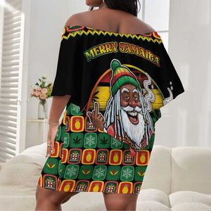 Afro-Jamaicans Christmas Off Shoulder Short Dress Most Likely To Smoke With Santa - African Pride