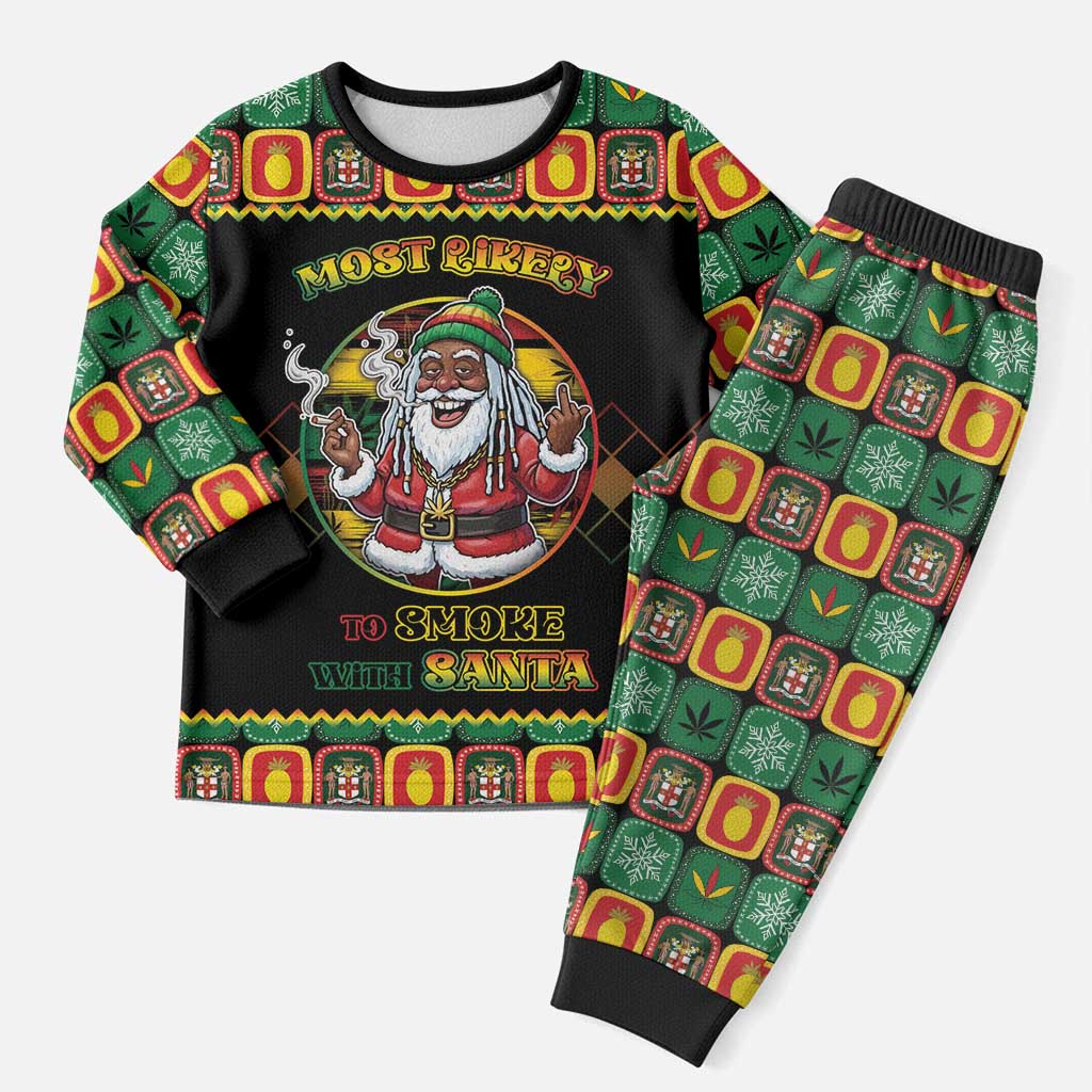 Afro-Jamaicans Christmas Pajama Set Most Likely To Smoke With Santa - African Pride
