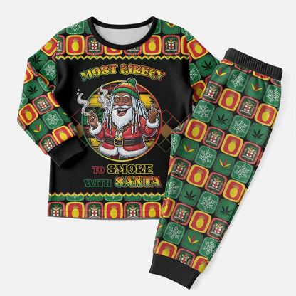 Afro-Jamaicans Christmas Pajama Set Most Likely To Smoke With Santa - African Pride