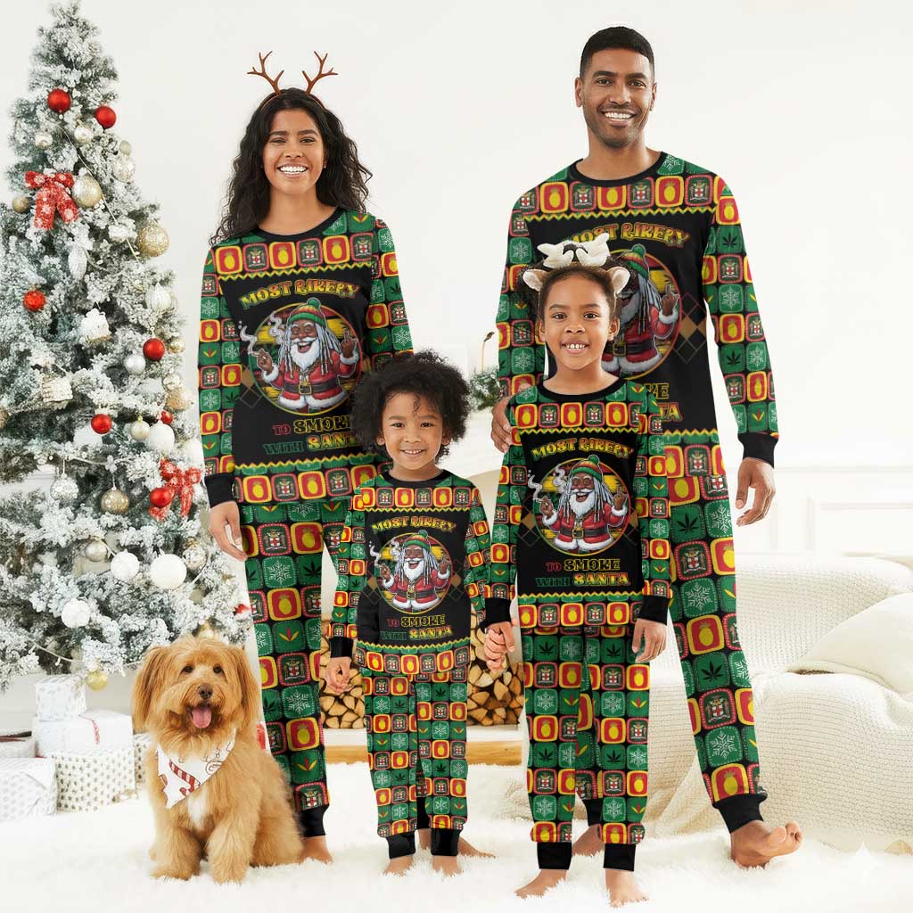 Afro-Jamaicans Christmas Pajama Set Most Likely To Smoke With Santa - African Pride