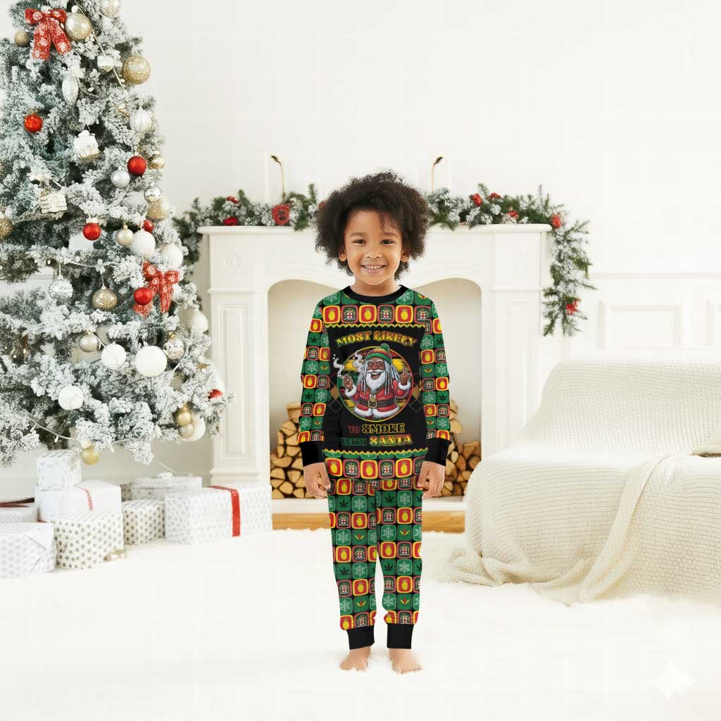 Afro-Jamaicans Christmas Pajama Set Most Likely To Smoke With Santa - African Pride
