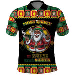 Afro-Jamaicans Christmas Polo Shirt Most Likely To Smoke With Santa - African Pride