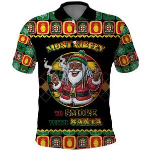 Afro-Jamaicans Christmas Polo Shirt Most Likely To Smoke With Santa - African Pride
