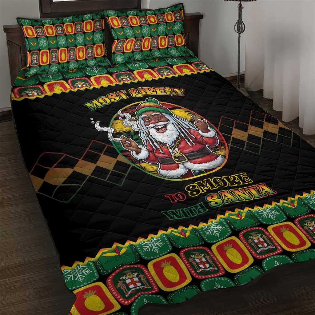Afro-Jamaicans Christmas Quilt Bed Set Most Likely To Smoke With Santa - African Pride