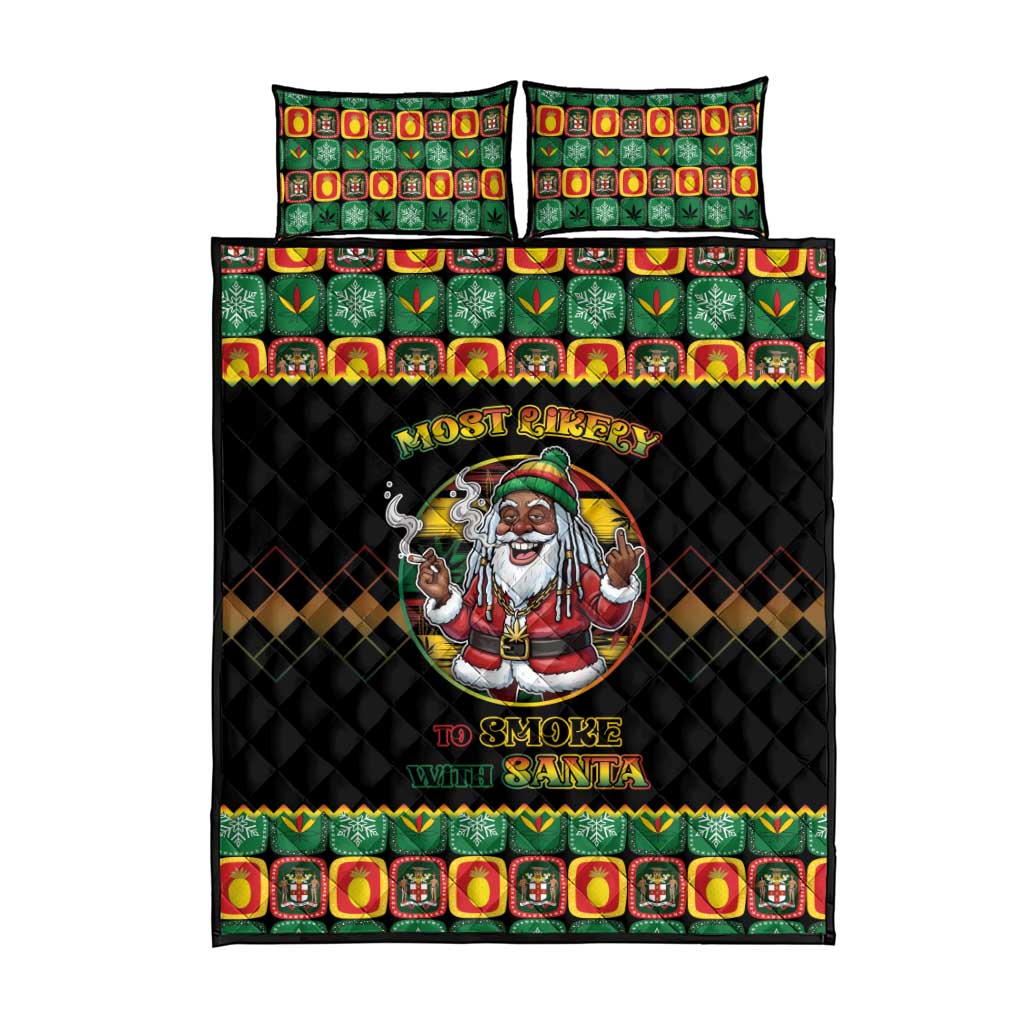 Afro-Jamaicans Christmas Quilt Bed Set Most Likely To Smoke With Santa - African Pride