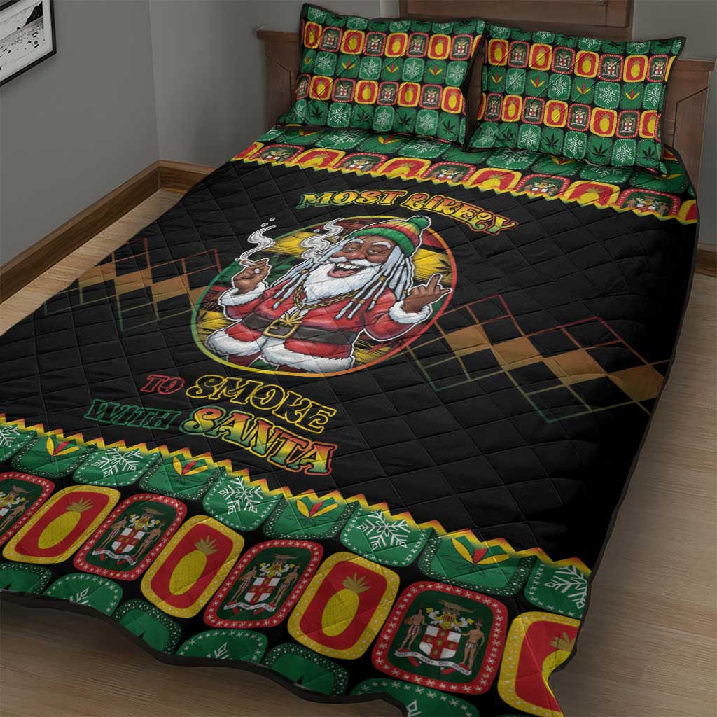 Afro-Jamaicans Christmas Quilt Bed Set Most Likely To Smoke With Santa - African Pride