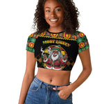 Afro-Jamaicans Christmas Raglan Cropped T shirt Most Likely To Smoke With Santa - African Pride