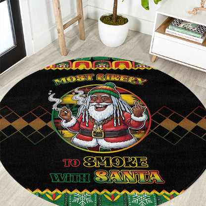 Afro-Jamaicans Christmas Round Carpet Most Likely To Smoke With Santa - African Pride