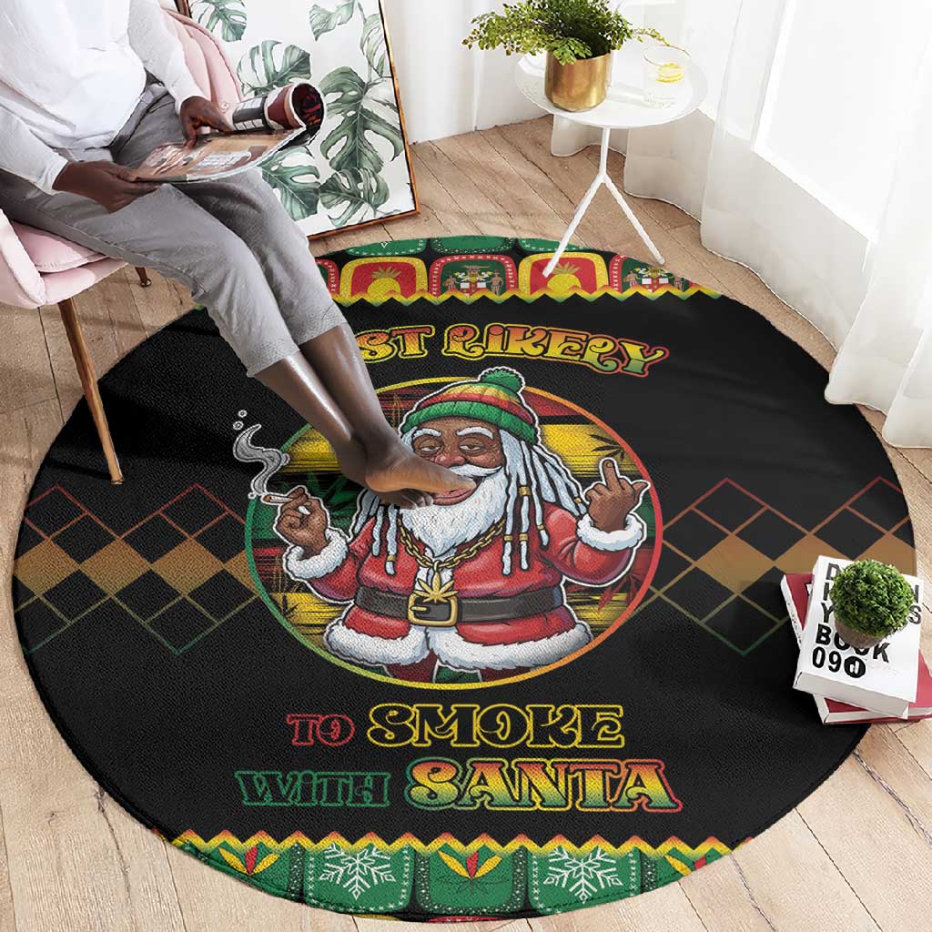 Afro-Jamaicans Christmas Round Carpet Most Likely To Smoke With Santa - African Pride