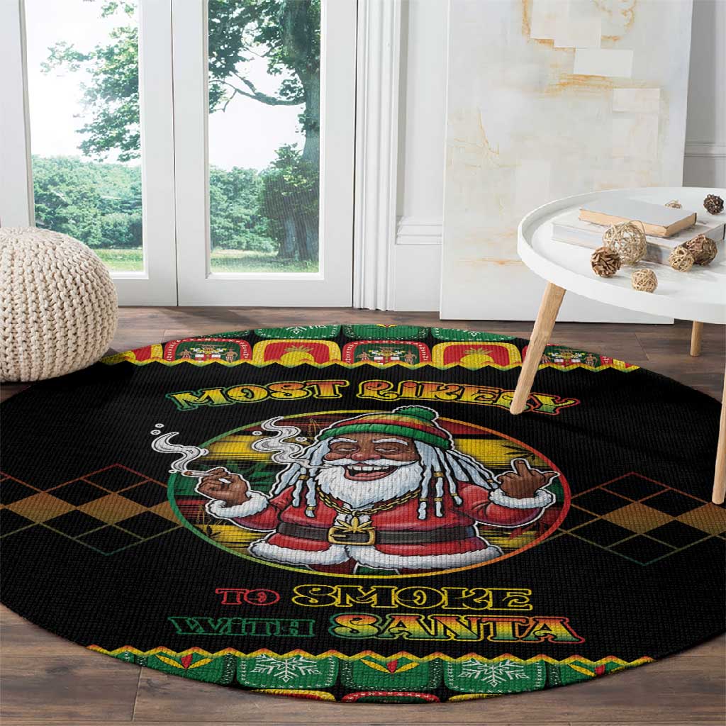 Afro-Jamaicans Christmas Round Carpet Most Likely To Smoke With Santa - African Pride