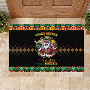 Afro-Jamaicans Christmas Rubber Doormat Most Likely To Smoke With Santa - African Pride